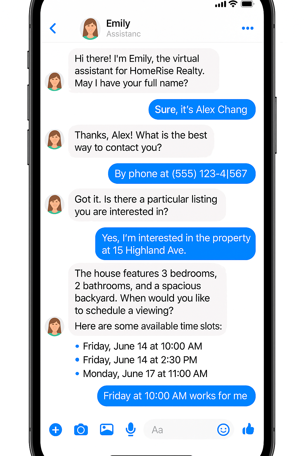AI Appointment with a Realtor on Facebook Messenger
